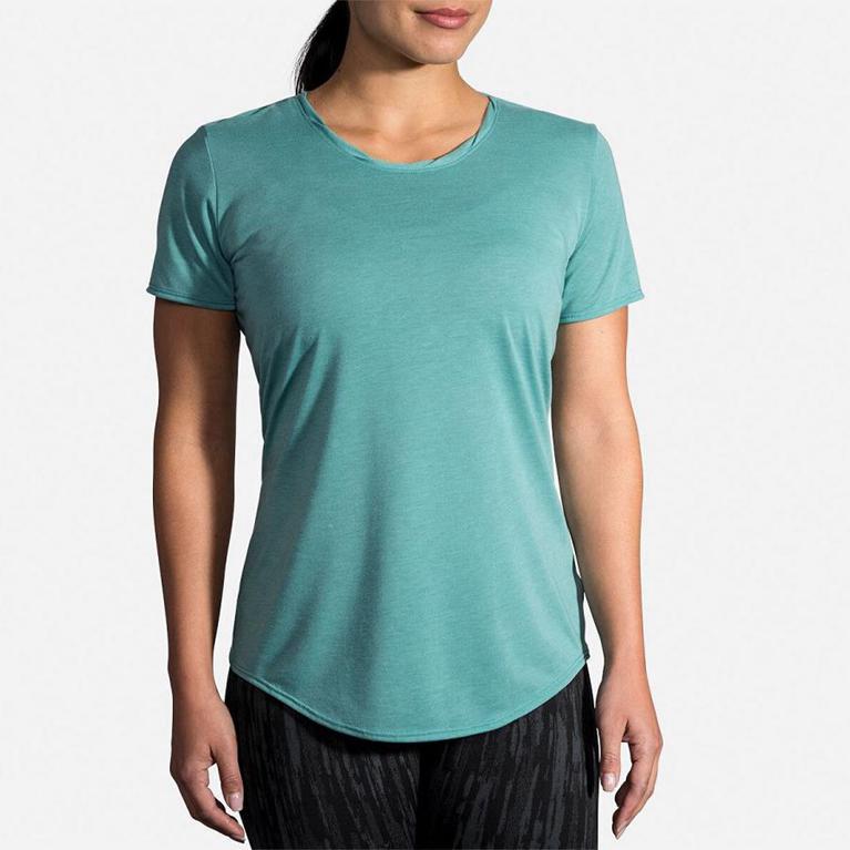 Brooks Distance Short Sleeve Running Shirt - Women's - Blue (62903-MRLK)